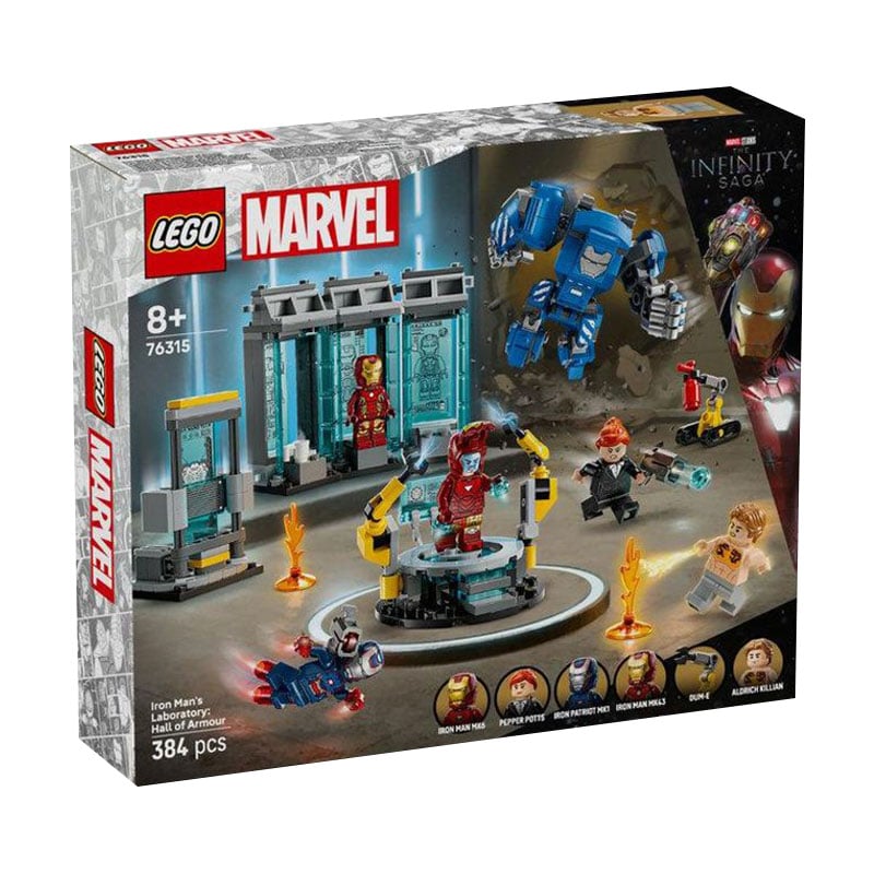 Конструктор LEGO Marvel Лабораторія Залізної Людини: зал обладунків, 384 деталі, від 8 років (76315)